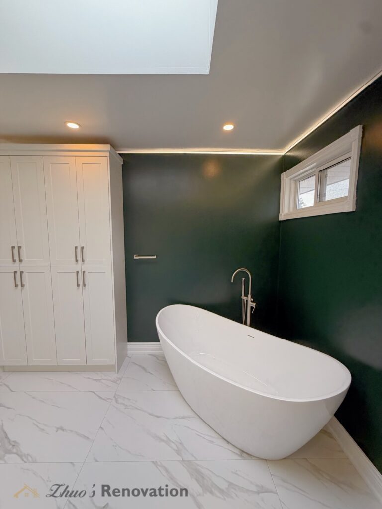 bathroom-green-cabinets-tub
